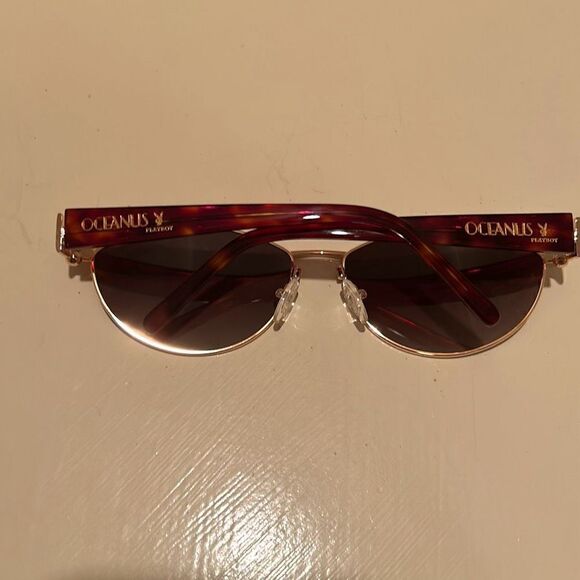 Oceanus Playboy Collab Women's Sunglasses Retro Gold Cat Eye Tortoiseshell Arm - Picture 6 of 8